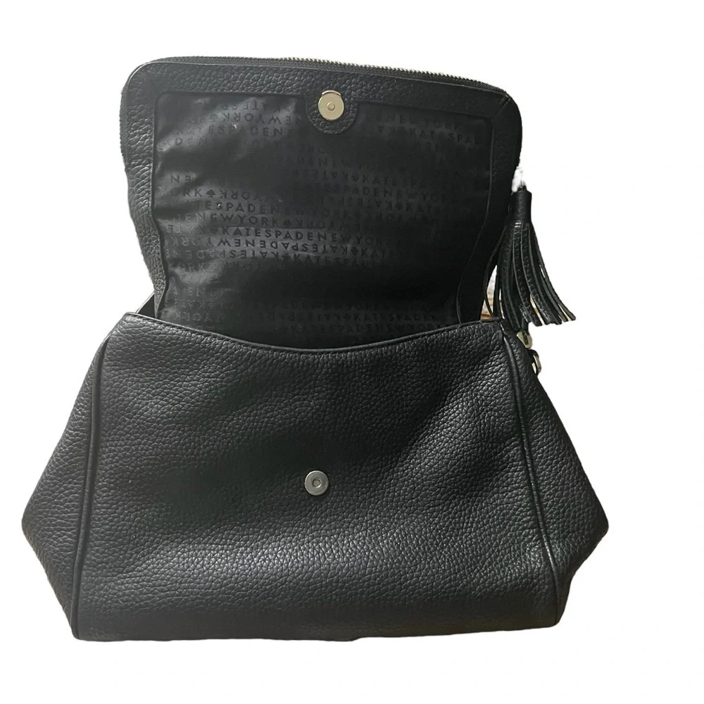 KATE SPADE New York Mini Carmen Southport Avenue Leather Fold-Over Bag Black
